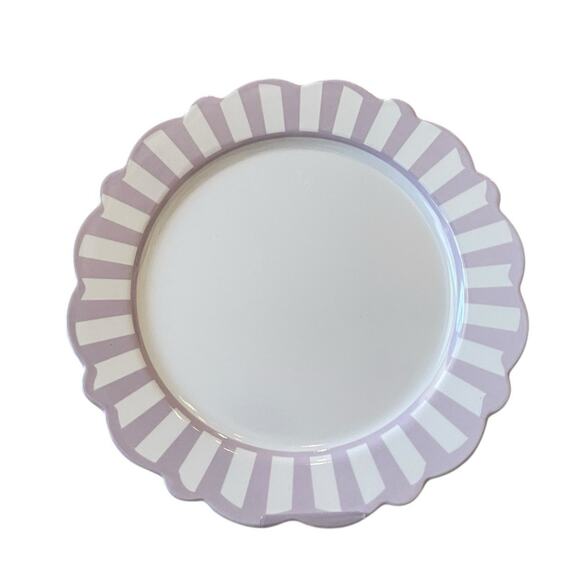 Lillian August Lavender & White Melamine Dinner Plates 11in Set of 4 New - Picture 3 of 10